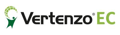 Logo Vertenzo EC con icona verde a forma di foglia e testo nero e verde