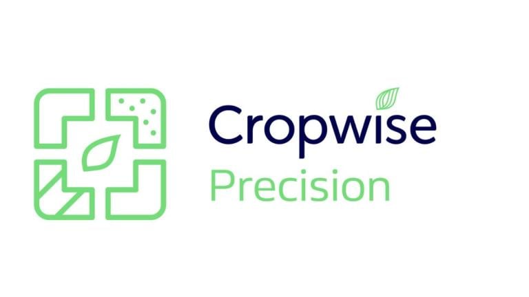 Logo grafico verde e blu con testo “Cropwise Precision” su sfondo bianco