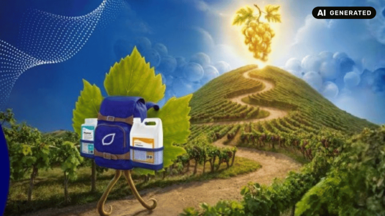 Grafica: carta con occhiali su sentiero verso collina a forma di simbolo Bitcoin, sole e cielo blu