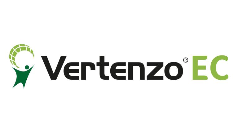 Logo Vertenzo EC con icona verde a forma di foglia e testo nero e verde